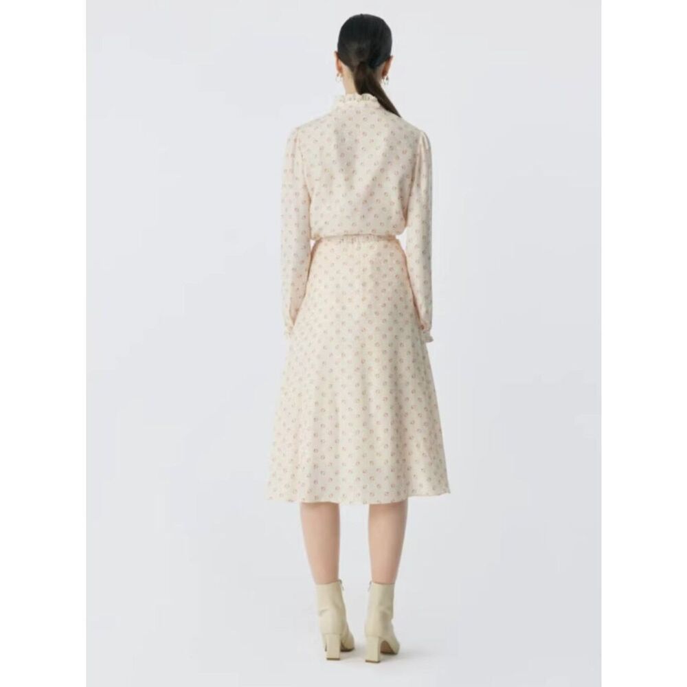 Goelia Women’s 2-Piece Elegant Out Silk Polka Dot Blouse & Skirt Set - Picture 4 of 10